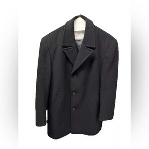 Ralph Lauren Overcoat Mens Mid-Length Black Wool 3 button